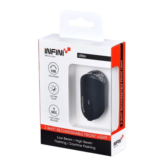 LAMPA PRZÓD INFINI USB OLLEY BLACK 100 LUMEN -zdjęcie numer 2