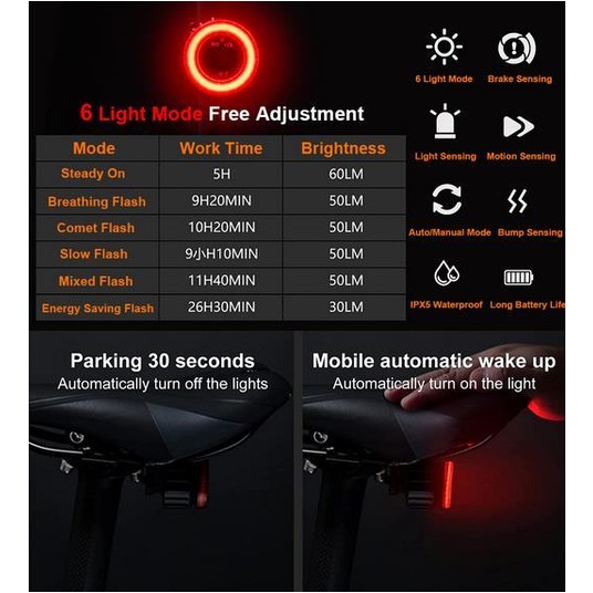 LAMPA TYŁ LED 60LM, 420mAh BC-TL5579 USB -zdjęcie numer 2
