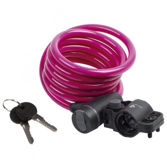 ZAMKNIĘCIE M-WAVE 180cm/10mm RÓŻOWE KLUCZ -zdjęcie numer 1