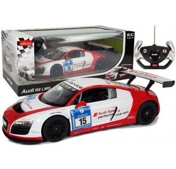 AUTO ZDALNIE STEROWANE AUDI R8 1:14 BIAŁO-CZERWONE