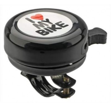 DZWONEK CZARNY Z NAPISEM "I LOVE MY BIKE"