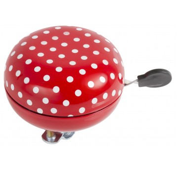 DZWONEK M-WAVE LADYBIRD CZERWONY/BIAŁE KROPKI 80mm