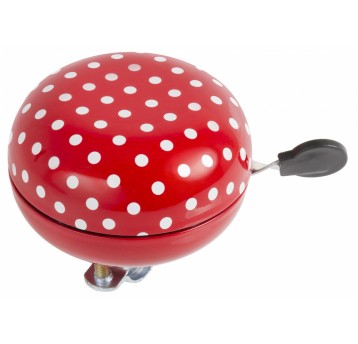 DZWONEK M-WAVE LADYBIRD CZERWONY/BIAŁE KROPKI 80mm