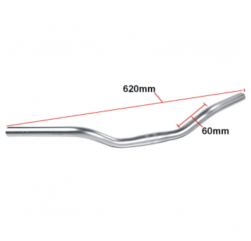 KIEROWNICA 620x60mm ALU PROFIL 25' SREBRNA 25,4mm