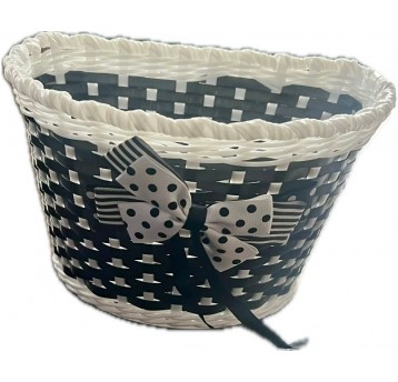 KOSZ PRZÓD DZIEC. CZARNO-BIAŁY KOKARDKA