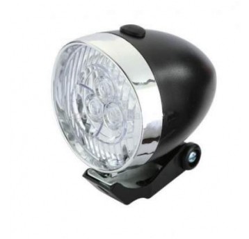 LAMPA PRZÓD RETRO CZARNA 592 NA BATERIE + UCHWYT