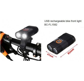 LAMPA PRZÓD USB 600lumenów 1800mAh 2xLED BC-FL1582