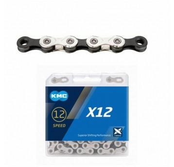 ŁAŃCUCH KMC X12 12rz 126ogn SREBRNO-CZARNY+SPINKA
