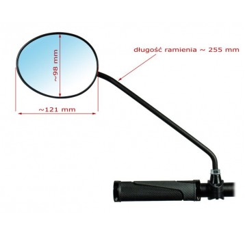 LUSTERKO AJS MAX CZARNE NA KIEROWNICĘ DŁUGIE RAMIĘ