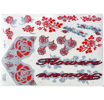 NAKLEJKA KR5 FLOWER SREBRNO-CZERWONA