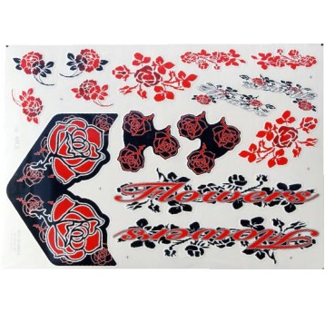 NAKLEJKA KR5 FLOWERS CZARNO-CZERWONA