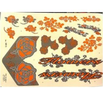 NAKLEJKA KR5 FLOWERS SREBRNO-POMARAŃCZOWA