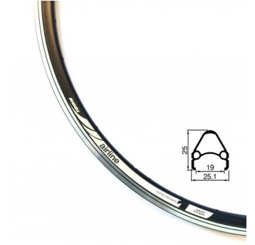 OBRĘCZ AIRLINE1 28" 622x19 BLACK 36otw.RODI CZARNA