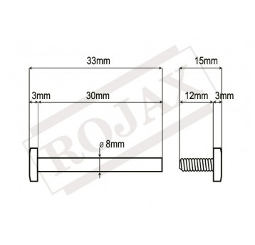 OŚ - ŚRUBA DO ROLEK 8mmx30mm 1szt