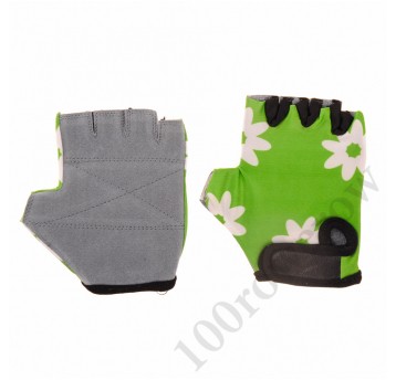 RĘKAWICZKI LYCRA DZIEC. ROZM. 2 ZIELON BIAŁE KWIAT