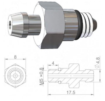ŚRUBA DO ODPOWIETRZ. M5x0,8 d/Shimano MIEDŹ HBP42