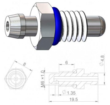 ŚRUBA DO ODPOWIETRZ. M6x1,0 d/Shimano MIEDŹ HBP44