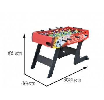 STÓŁ PIŁKARZYKI 121x61x81 SKŁADANY CZERWONY